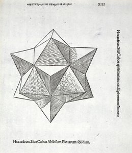 Hexaedron由卢卡·帕西奥利（c.1445-1517）一个“神圣比例”升空完全，本来酒馆。威尼斯，1509 作者 达芬奇（Leonardo da Vinci）