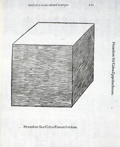 Hexaedron固体飞机，由卢卡·帕西奥利（c.1445-1517）一个“神圣比例”，本来酒馆。威尼斯，1509 作者 达芬奇（Leonardo da Vinci）
