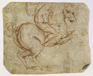 马和骑士（纸和笔在纸上） 作者 达芬奇（Leonardo da Vinci）