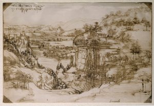 圣玛丽亚-德拉-尼夫的风景：阿诺河谷的风景（铅笔画 作者 达芬奇（Leonardo da Vinci）