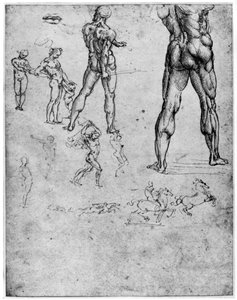 Anghiari战役的裸体研究，c1503-1505，1954年 作者 达芬奇（Leonardo da Vinci）