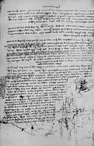 带有风景草图的文字页面，c1480 1945年 作者 达芬奇（Leonardo da Vinci）
