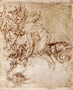 达芬奇（Leonardo De Vinci）的钢笔和墨水素描，1913年。 作者 达芬奇（Leonardo da Vinci）