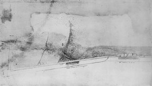 挪亚路堤计划，c1480，1945年 作者 达芬奇（Leonardo da Vinci）