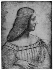 伊莎贝拉·埃斯特的肖像，1500年，1954年。 作者 达芬奇（Leonardo da Vinci）