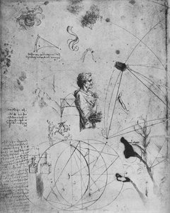一位老人的轮廓，植物，几何图形，等等，c1480 1945 作者 达芬奇（Leonardo da Vinci）