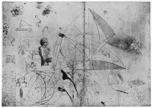 1954年15世纪末或16世纪初的研究单。 作者 达芬奇（Leonardo da Vinci）