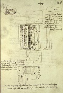 从上方和侧面看到的斯福尔扎马的铸造坑的草图。 149r来自Codex Madrid I，c.1493 作者 达芬奇（Leonardo da Vinci）