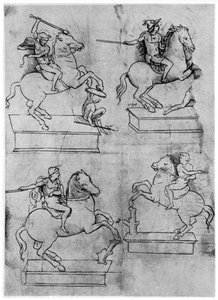对Sforza纪念碑的研究，c1488-1493，1954年。 作者 达芬奇（Leonardo da Vinci）