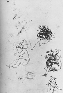 儿童和猫研究，1478-1481年，1945年 作者 达芬奇（Leonardo da Vinci）