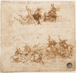 研究安吉阿里战役，约1503-1504年。 作者 达芬奇（Leonardo da Vinci）
