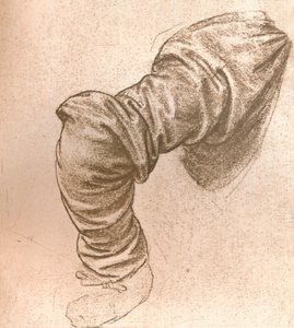 在《最后的晚餐》（c1494-c1499 1883）中研究圣彼得的手臂。 作者 达芬奇（Leonardo da Vinci）
