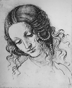 《女人的头研究》，c1480，1945年 作者 达芬奇（Leonardo da Vinci）
