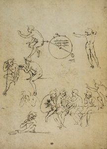 研究不同位置的人物形象;莱昂纳多达芬奇画的。巴黎的卢浮宫 作者 达芬奇（Leonardo da Vinci）