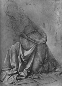 跪在左边的女人的窗帘的研究，c1477，1945年 作者 达芬奇（Leonardo da Vinci）