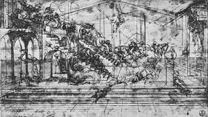 1481年至1945年贤士崇拜背景的透视图研究 作者 达芬奇（Leonardo da Vinci）