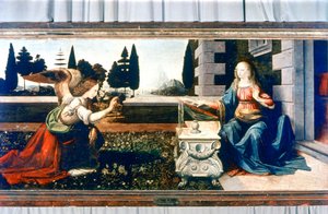 天使报喜，1472-1475年 作者 Leonardo da Vinci