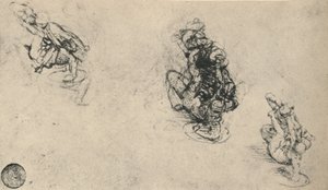 一名男子对堕落的敌人的三项研究，c1480 1945年 作者 达芬奇（Leonardo da Vinci）