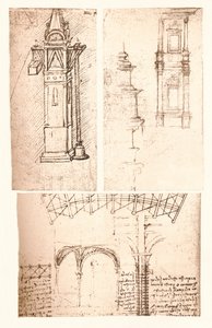 三幅建筑图，c1472-c1519 1883 作者 达芬奇（Leonardo da Vinci）