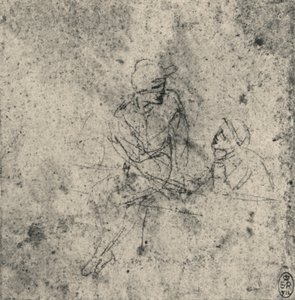 对话中的两个人物，c1480 1945 作者 达芬奇（Leonardo da Vinci）