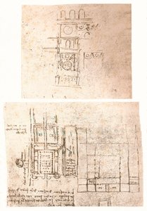 两幅建筑图，c1472-c1519 1883 作者 达芬奇（Leonardo da Vinci）
