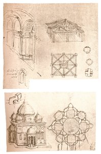 两幅建筑图，c1472-c1519 1883 作者 达芬奇（Leonardo da Vinci）