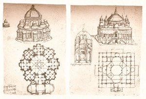 教堂的两张图，c1472-c1519 1883 作者 达芬奇（Leonardo da Vinci）