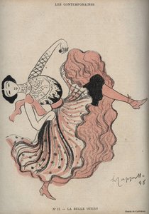 卡罗琳（La Belle）-奥特罗（1868-1965）的肖像，西班牙舞蹈家和歌妓--Leonetto Cappiello（1875-1942）在1898年的 "The Rire "中的绘画。 作者 莱昂内托·卡皮耶洛