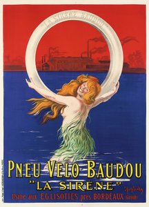 由Pneu Velo Baudou于1920年制造的广告“ La Sirene”自行车轮胎的广告