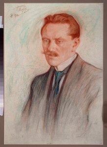 诗人 Jurgis Baltrusaitis（1873-1944 年）的肖像。列昂尼德-奥西波维奇-帕斯捷尔纳克（1862-1945 年）的作品，红色粉笔和纸上粉笔 作者 列昂尼德·奥西波维奇·帕斯捷尔纳克
