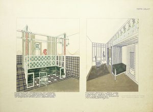 儿童房和客房，约1901年（彩色光刻） 作者 利奥波德（之后）鲍尔