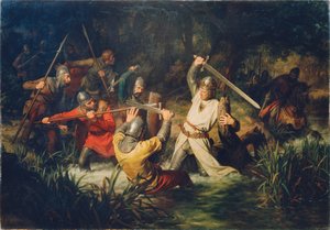 哈布斯堡的鲁道夫处于致命的危险之中，1872年。 作者 来自 Löffler Radymno 的 Leopold Edler