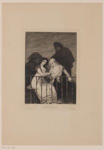 树荫下的两个女人和她们身后的两个男人
Les majas au balcon（标题见实物）