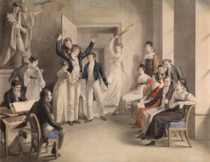 弗朗兹·舒伯特（Franz Schubert）1797-1828。 1821年在阿岑布鲁格举行的舒伯特人的派对游戏 作者 利奥波德·库佩尔维瑟