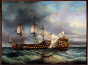 英国和法国之间的海战 利奥波德·勒古恩 (Leopold Le Guen, 1828-1895) 绘画，十九世纪布雷斯特，美术博物馆 作者 利奥波德·勒根
