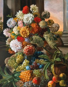 利奥波德-冯-斯托尔 鲜花和葡萄静物画 作者 利奥波德·冯·斯托尔