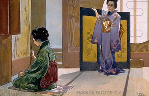 为《蝴蝶夫人》在布雷西亚的首演制作的明信片 作者 利奥波多·梅特里科维奇