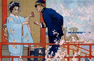 为《蝴蝶夫人》在布雷西亚的首演制作的明信片 作者 利奥波多·梅特里科维奇