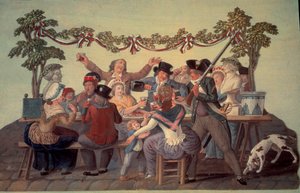 1789 年法国大革命：“共和餐”。 水粉画 freres Lesueur（18 世纪） 作者 莱索尔兄弟