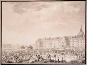 法国革命：1789年7月14日在荣军院拿起武器。Lesueur兄弟的石版画（18世纪 作者 莱索尔兄弟