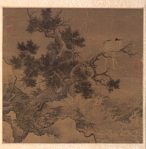 一棵树上的鸟在白内障上方，1127-1279年。 作者 李Di