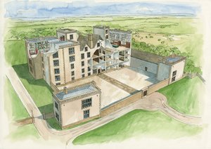 1620 年哈德威克老厅重建图（纸面水彩画）