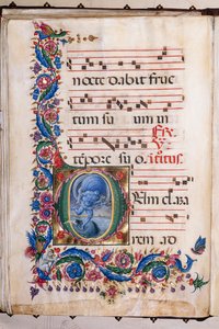 皮科洛米尼图书馆：唱诗班唱本，cod.20.5, ff.36v 与 "Aeolus"，作者为 Liberale da Verona（约 1445 - 1527/9）。 作者 维罗纳自由主义者