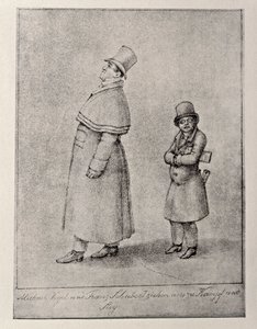 奥地利，维也纳，奥地利男中音歌唱家Johann Michael Vogl和作曲家Franz Peter Schubert的漫画，约1825年，铅笔画 作者 未知未知