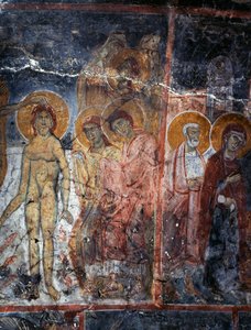 基督、麦当娜和圣徒，希腊克里特岛迪亚维德 Agios Georgios 修道院的壁画（照片） 作者 未知未知