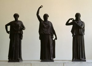 舞者或 Hydrophorai（运水者），来自意大利坎帕尼亚赫库兰尼姆的 Papyri 别墅的五件青铜雕塑。 罗马文明 作者 未知未知