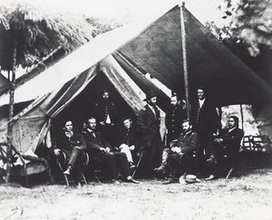 尤利西斯·格兰特将军和他的工作人员在城市点，1864 年夏天，美国内战，美国 作者 未知未知