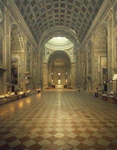 意大利、伦巴第、曼图亚、圣安德鲁大教堂由建筑师 Leon Battista Alberti 设计，由 Ludovico II Gonzaga 委托 作者 未知未知