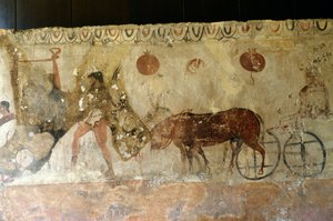 冥界之旅，意大利坎帕尼亚帕埃斯图姆 Andriuolo-Laghetto 墓地壁画，古希腊文明，大希腊，公元前 4 世纪（照片） 作者 未知未知