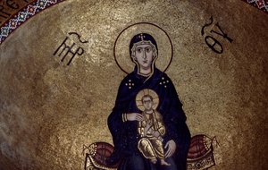 建于 10 世纪初的希腊 Hosios Loukas 修道院内的圣母玛利亚马赛克 作者 未知未知